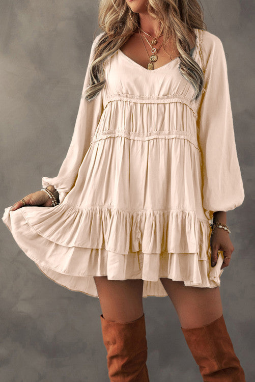 Cream Ruffle Mini Dress RTS