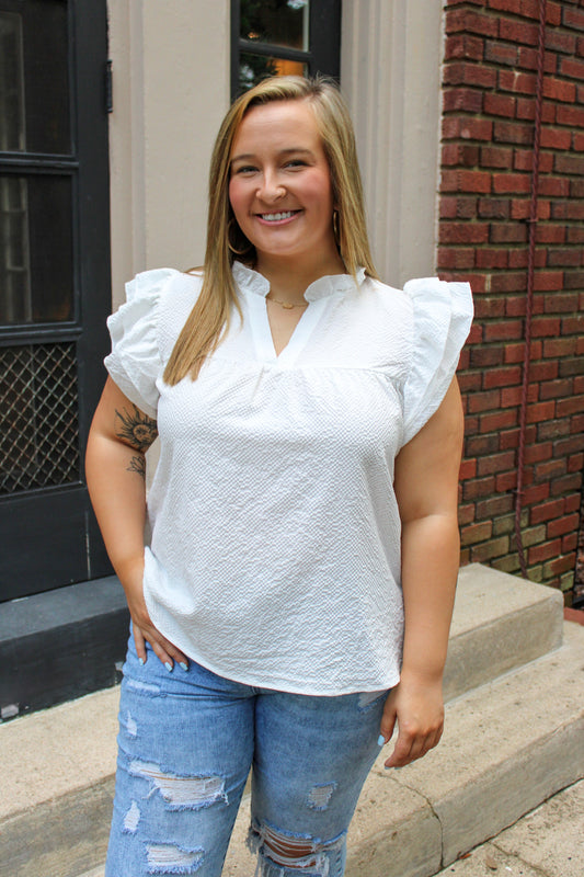 White Textured Top LT