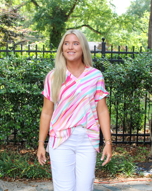 Multicolor Abstract Top LT