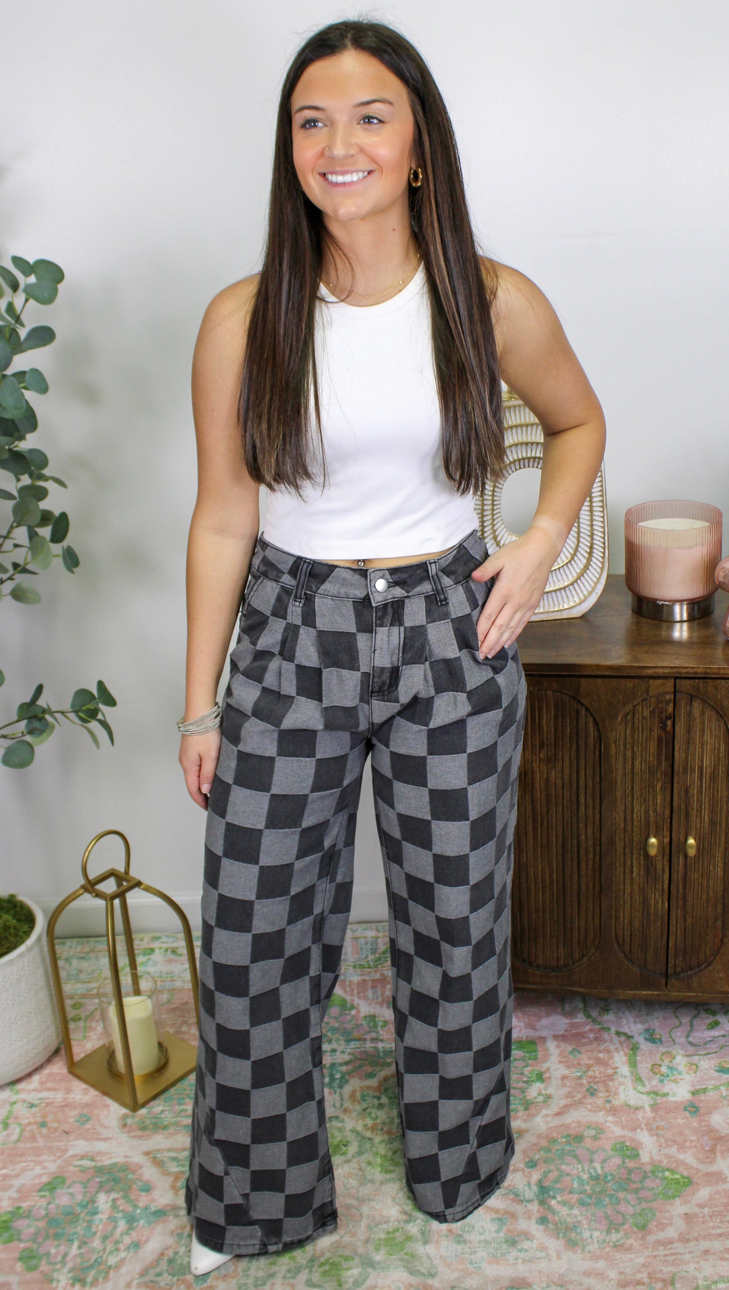 Checkered Denim Pants RTS