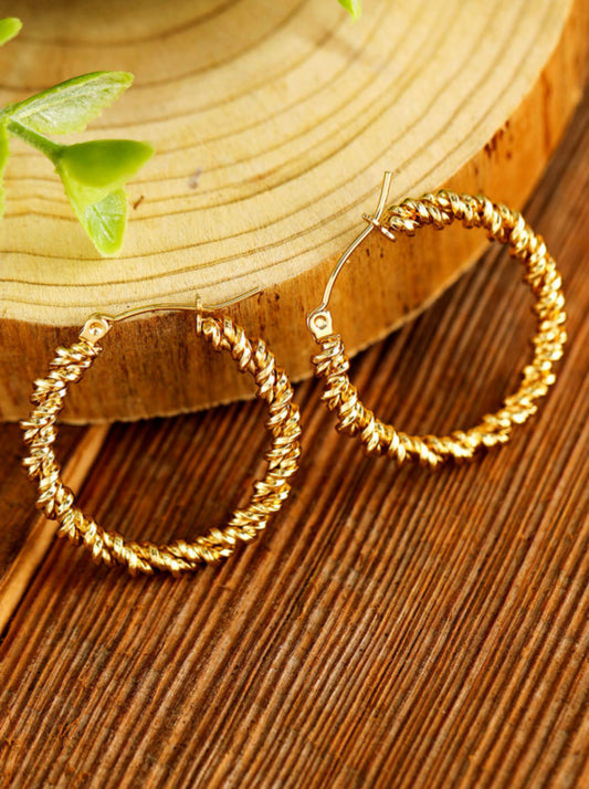 Gold Textured Hoops LT