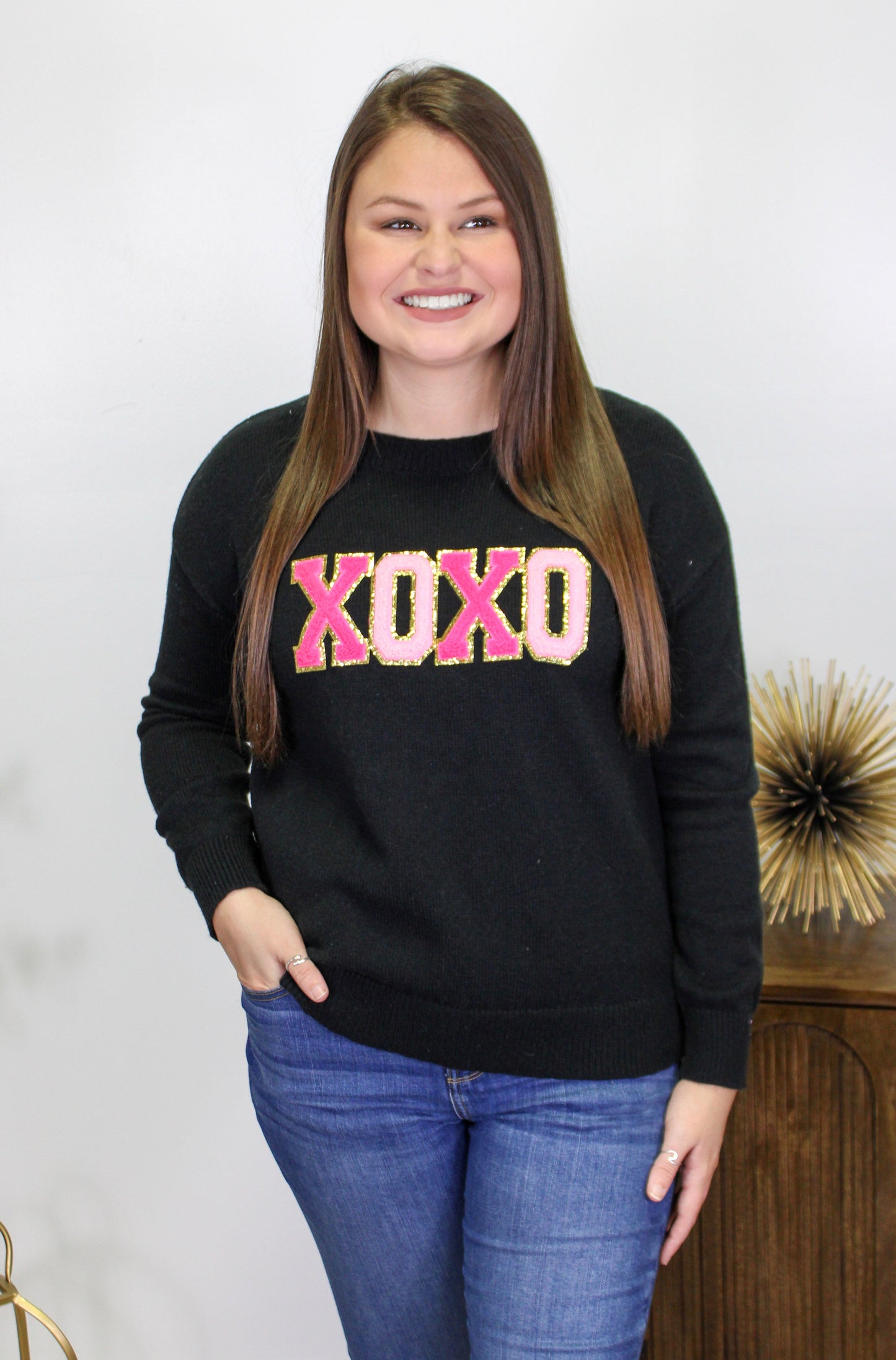 Black XOXO Chenille Pullover LT