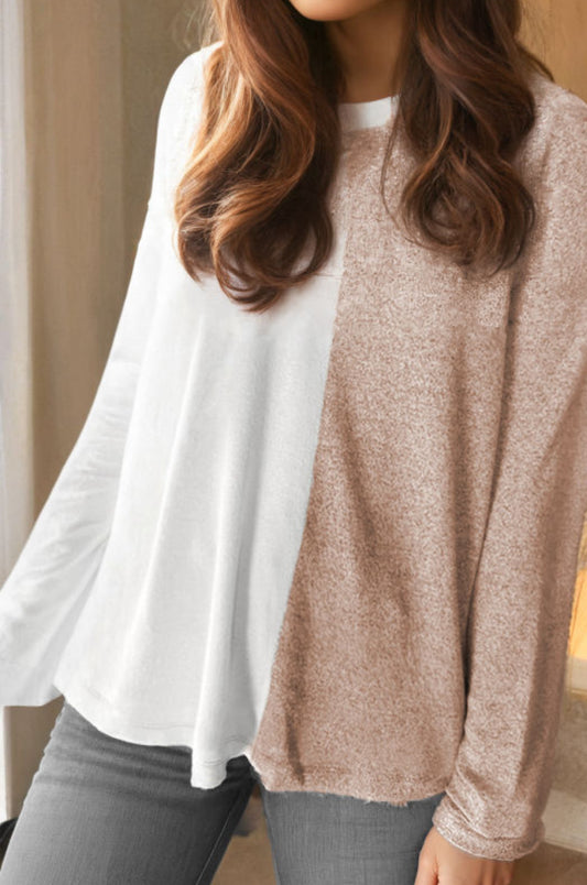 Khaki Colorblock Long Sleeve Top LT