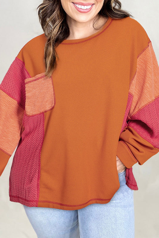 Orange Patchwork Plus Size Top December.