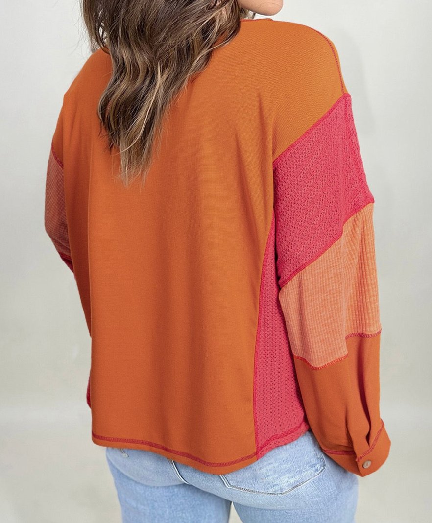 Orange Patchwork Plus Size Top December.