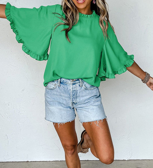 Green Frilly Blouse LT