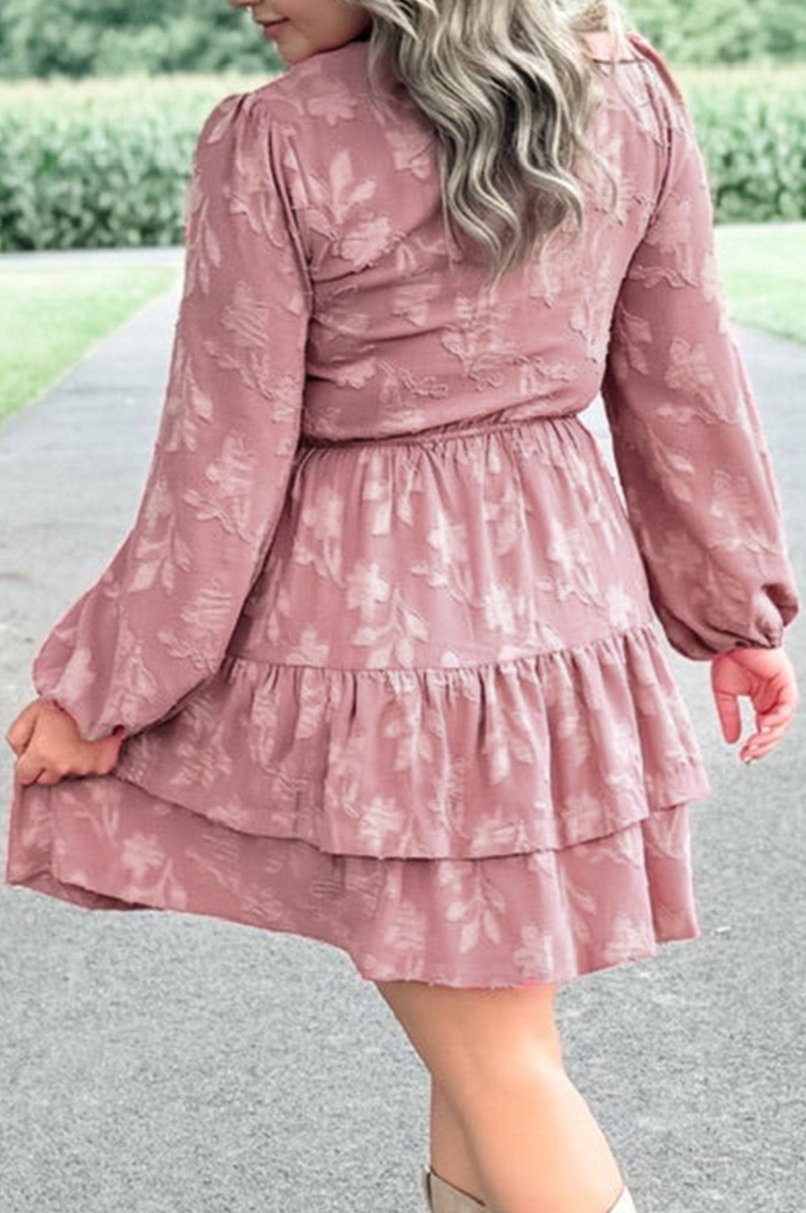 Dusty Pink Floral Plus Size Dress RTS