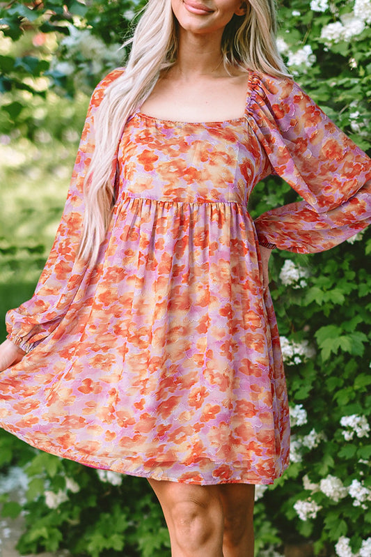 Orange Watercolor Dress RTS