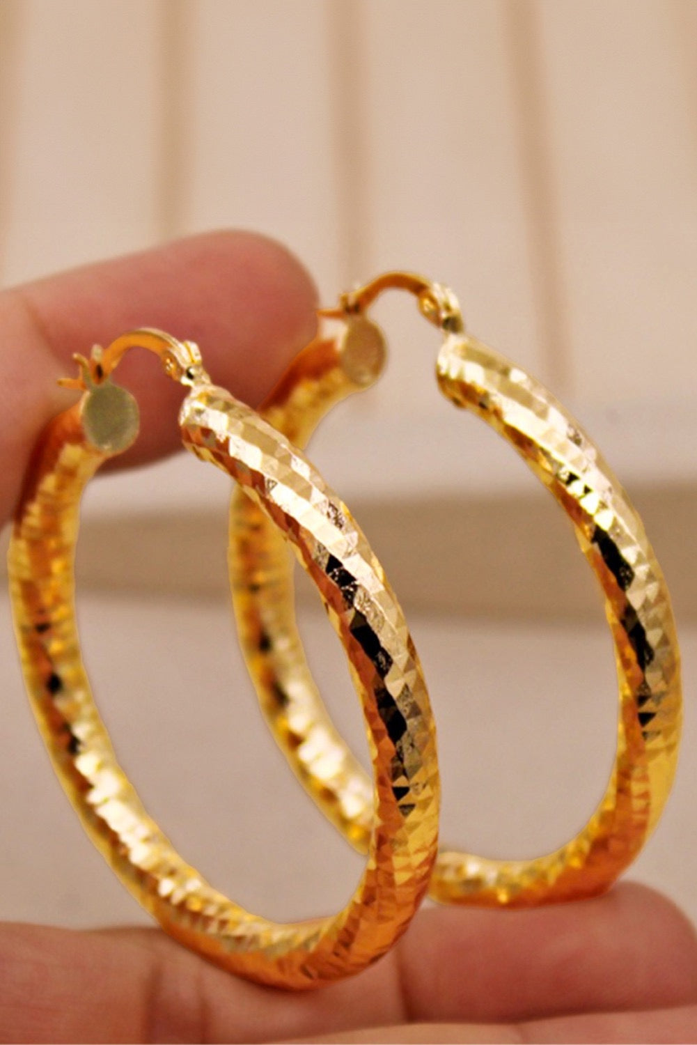 Gold Textured Hoops LT